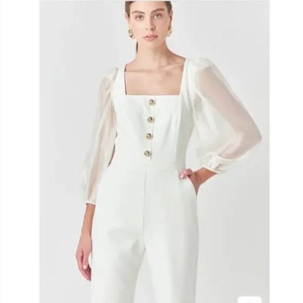 🤍 Endless Rose Organza Sleeve Jumpsuit – Size L | NWOT🤍 - Picture 3 of 13